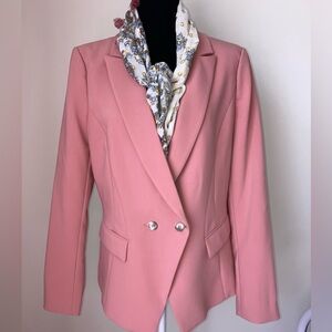 White House | Black Market Double Breasted Cutaway Blazer in Pink Clay | NEW 12